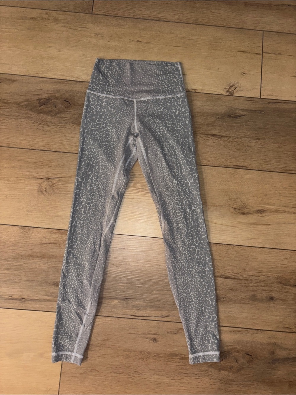 Girls' High-Waist Gray Patterned Leggings